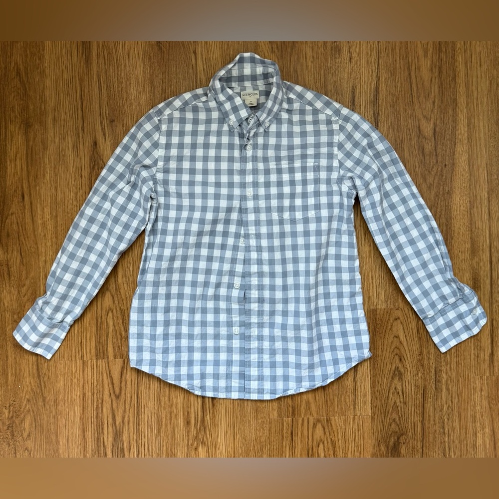 Crewcuts White and Gray Button Down Shirt Classic Design